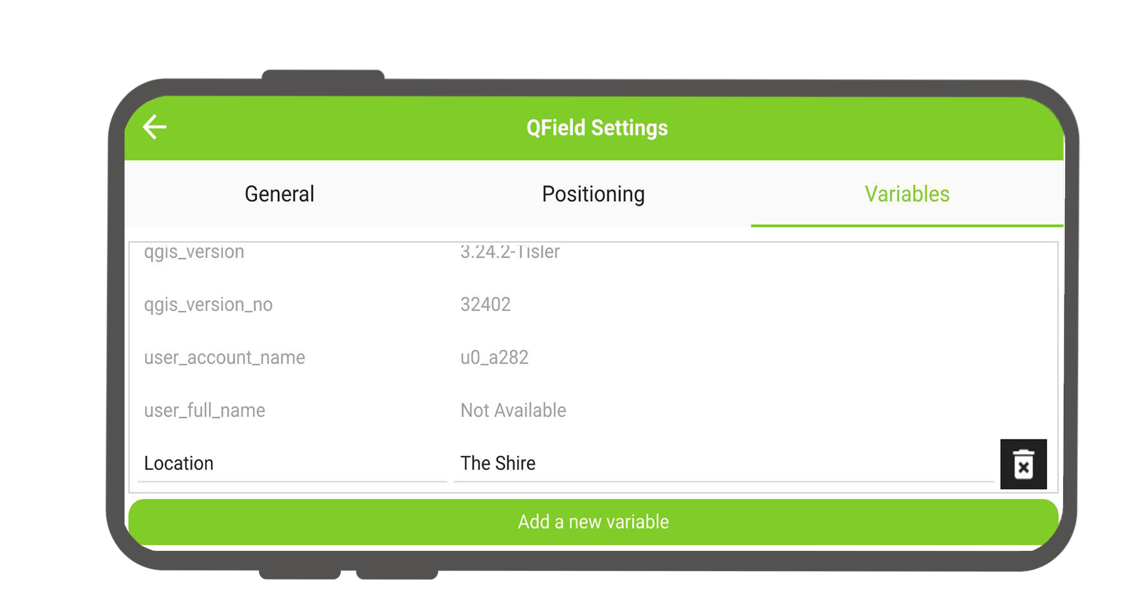 Configuration of two new global variables in addition to the
pre-defined system
variables.