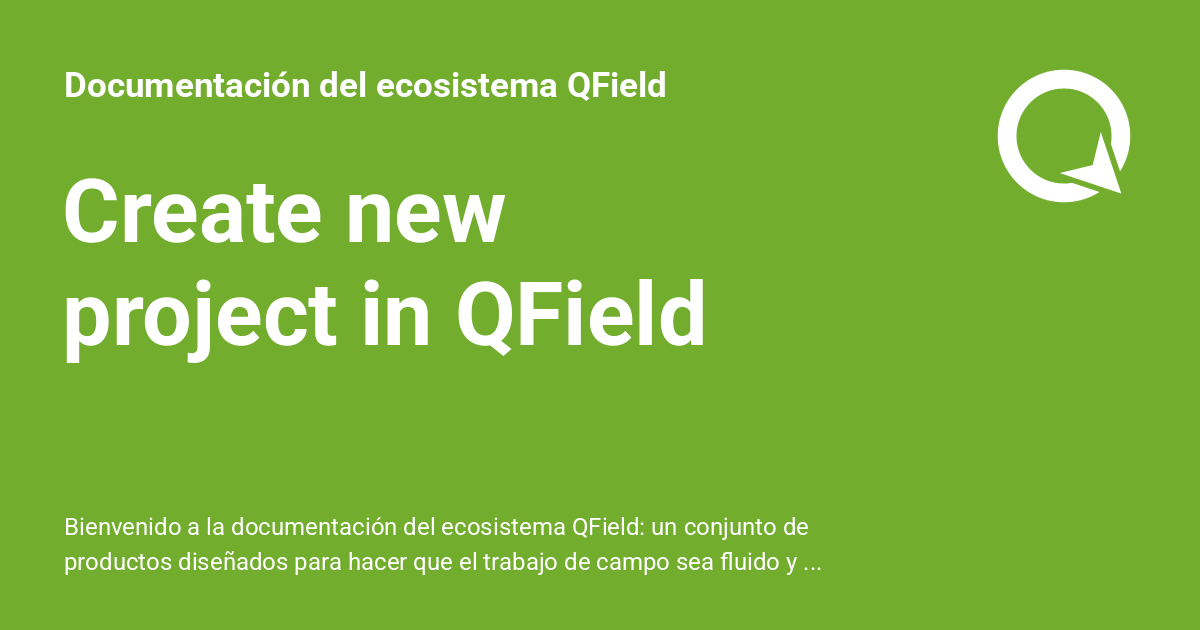 Create new project in QField - Documentación del ecosistema QField