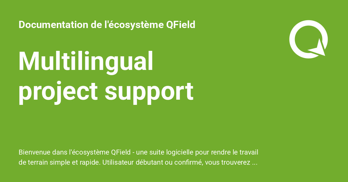 Multilingual project support - Documentation de l'écosystème QField