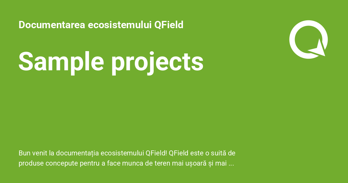 Sample projects - Documentarea ecosistemului QField